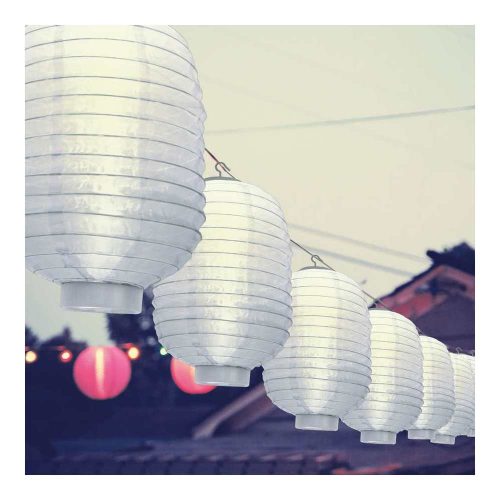 Szolár lampion - fehér - hidegfehér LED - 21 cm