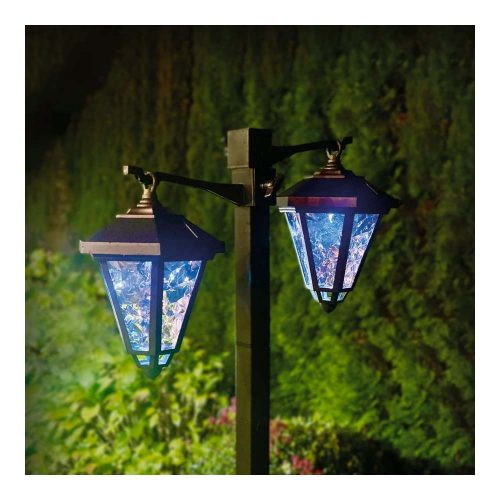 LED-es szolár lámpa - kandeláber - 137 cm - fekete - hidegfehér