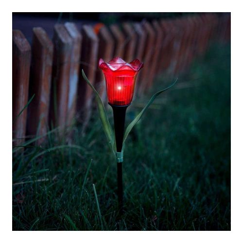 LED-es szolár tulipánlámpa - sárga / piros / rózsaszín - 31 cm - 12 db / kínáló