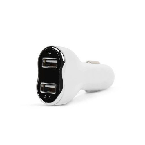 Autós szivargyújtó adapter - 2 x USB - fehér