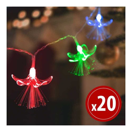 LED fényfüzér - virágos - 20 LED - 2,85 méter - színes - 2 x AA