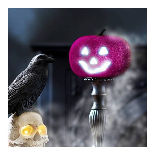 Halloween-i RGB LED dekor - habszivacs tök - lila - 11 cm