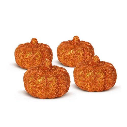 Halloween-i tök dekoráció - 5,2 cm - habszivacs - glitteres - 4 db / csomag