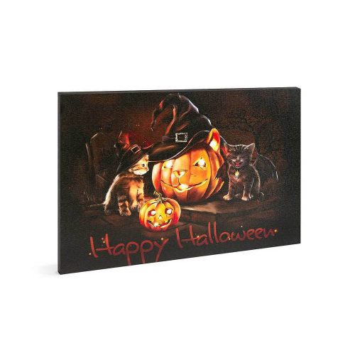 Halloween-i LED-es hangulatkép - fali akasztóval, 2 x AA, 40 x 30 cm