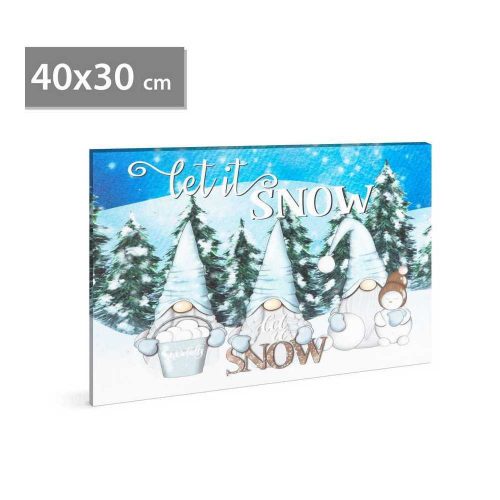 LED-es fali hangulatkép - "Let it snow" -  2 x AA, 40 x 30 cm