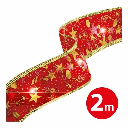 Karácsonyi LED-es szalag - piros - 2 m x 5 cm - 2 x AA