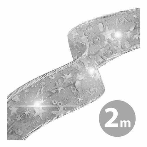 Karácsonyi LED-es szalag - ezüst - 2 m x 5 cm - 2 x AA